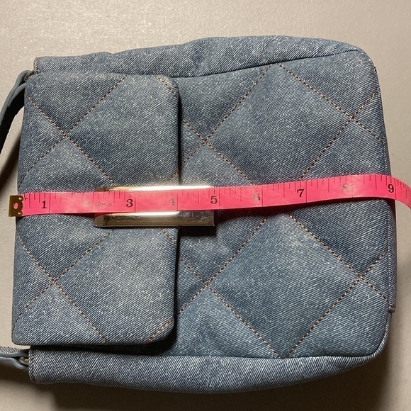 Vince Camuto Doty Quilted Leather Washed Denim Crossbody - Picture 9 of 13